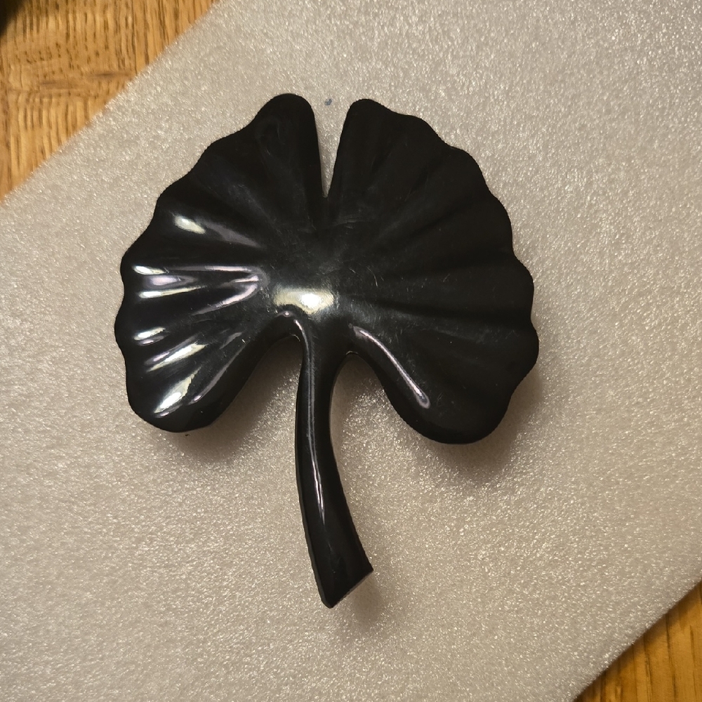 Black Leaf-Shaped Brooch